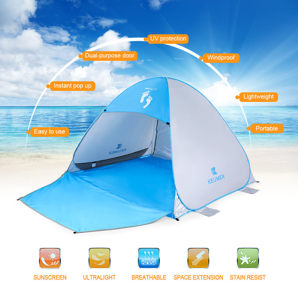 Instant Automatic Pop Up Beach Tent (71" + 37") * 79" * 53"