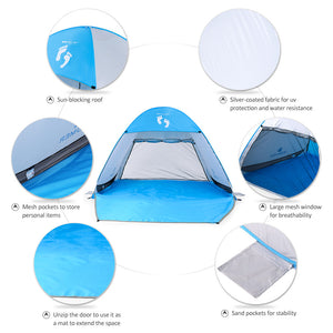 Instant Automatic Pop Up Beach Tent (71" + 37") * 79" * 53"
